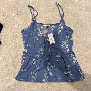 PacSun Blue Tie Front Fitted Camisole